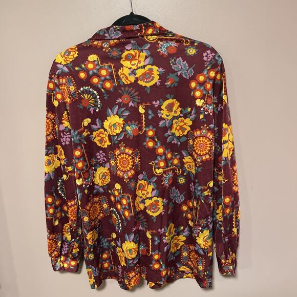 Vintage Maverick Men’s Shirt Long Sleeve Floral Button Up Size 40 Disco 70’s - Picture 4 of 6